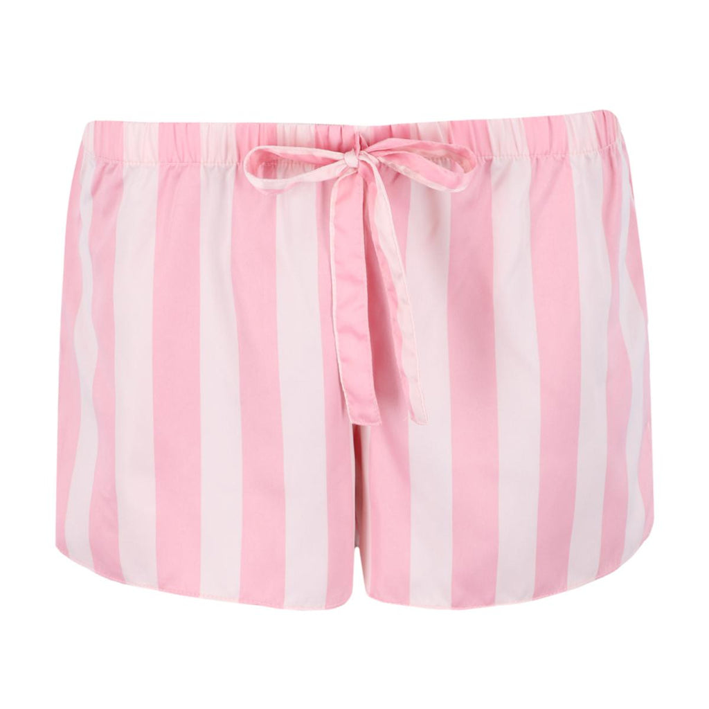 PJ Couture Women's Pink Stripe Notch Collar Short Set