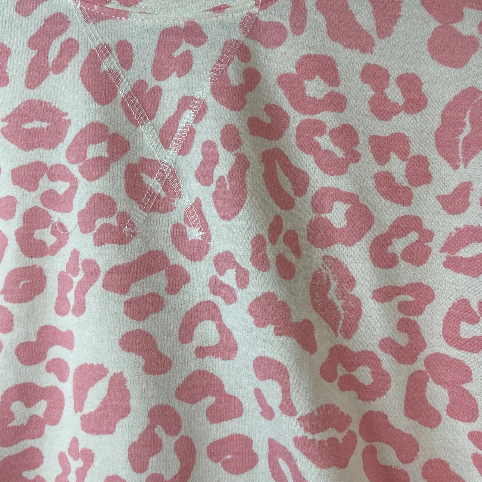 Grayson Threads Women's Medium Top Shorts 2-Pc Pink Cream PJ Set Leopard Print