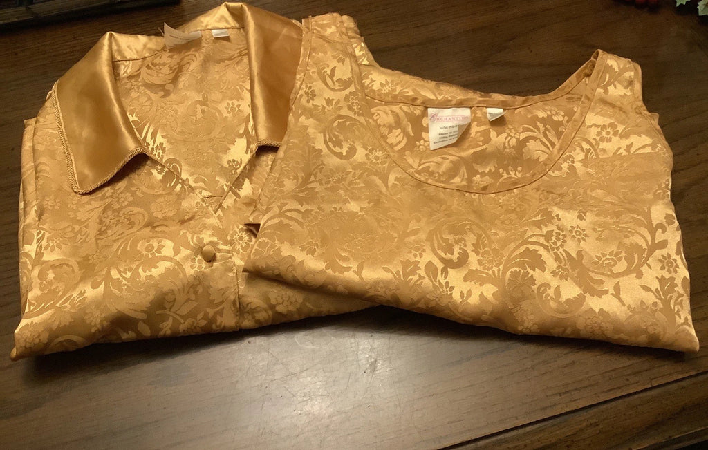 Vintage Enchanting Ladies Sleepwear. Medium (10-12). Gold. 3 Piece.