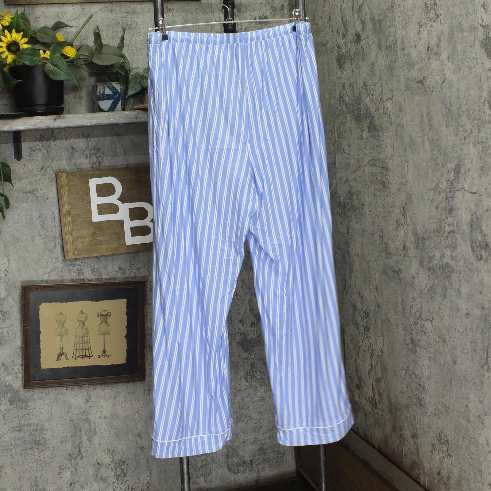 State Of Day Womens Racerback Tank Pajama Set 100201225MS Blue Stripe XL