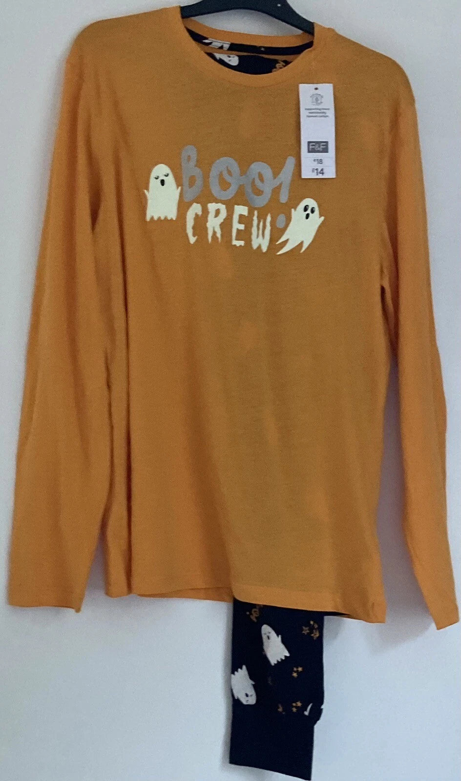 LADIES F&F ' BOO CREW ' HALLOWEEN GHOST LONG SLEEVE LONG LEG PYJAMAS BNWT XL