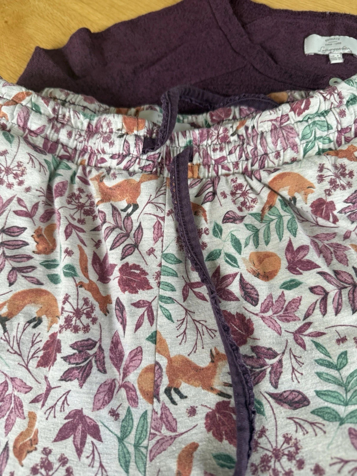 Fat Face Ladies Woodland Fox Print Leggings Trouser & Top Sleepwear Set Size: 8