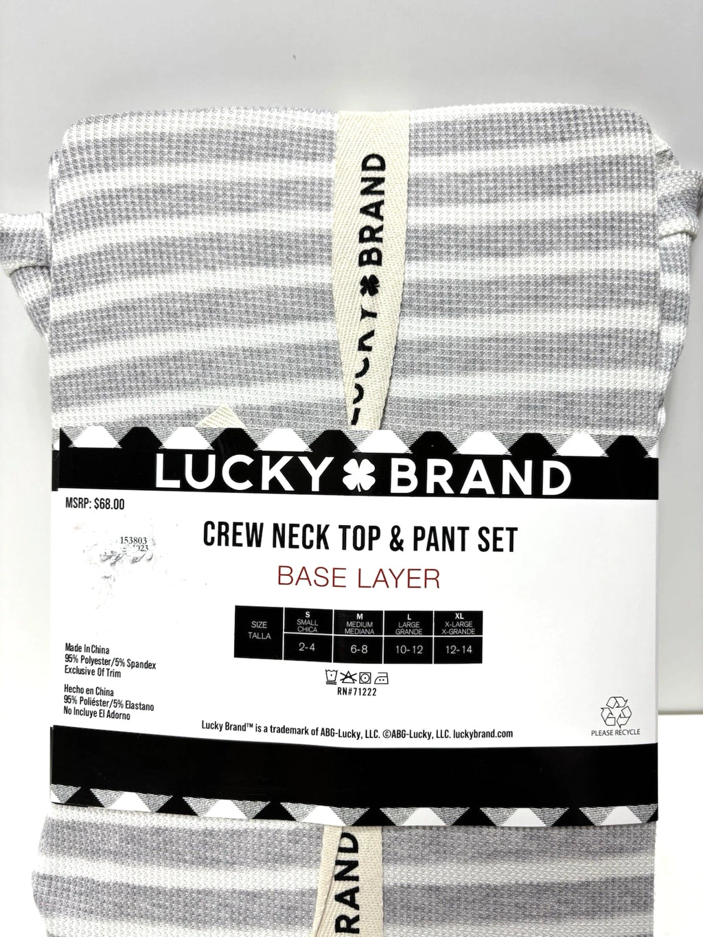 Lucky Brand PJ Set Small Crew Neck Top Pants Cozy Warm Thermal Base Layer Lounge
