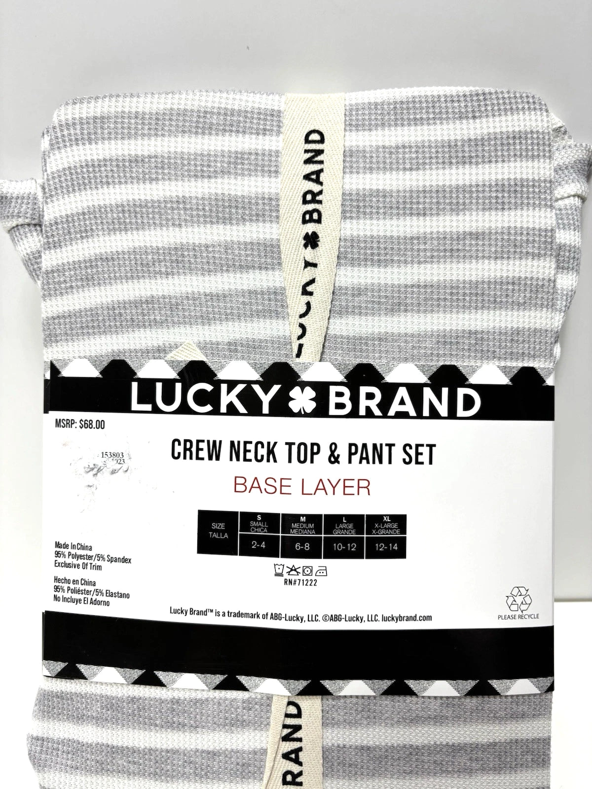 Lucky Brand PJ Set Small Crew Neck Top Pants Cozy Warm Thermal Base Layer Lounge