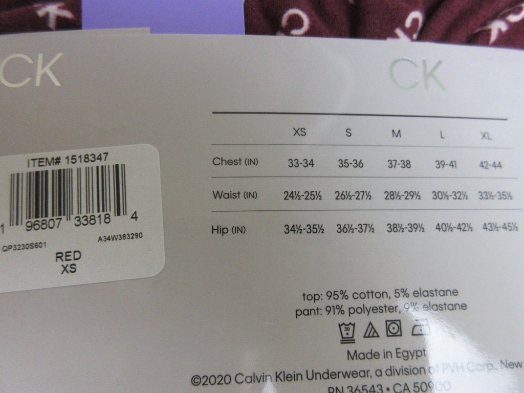Calvin Klein Women's Long Sleeve Crew Neck Top and Pant Set Size XS - Red (NWT)
