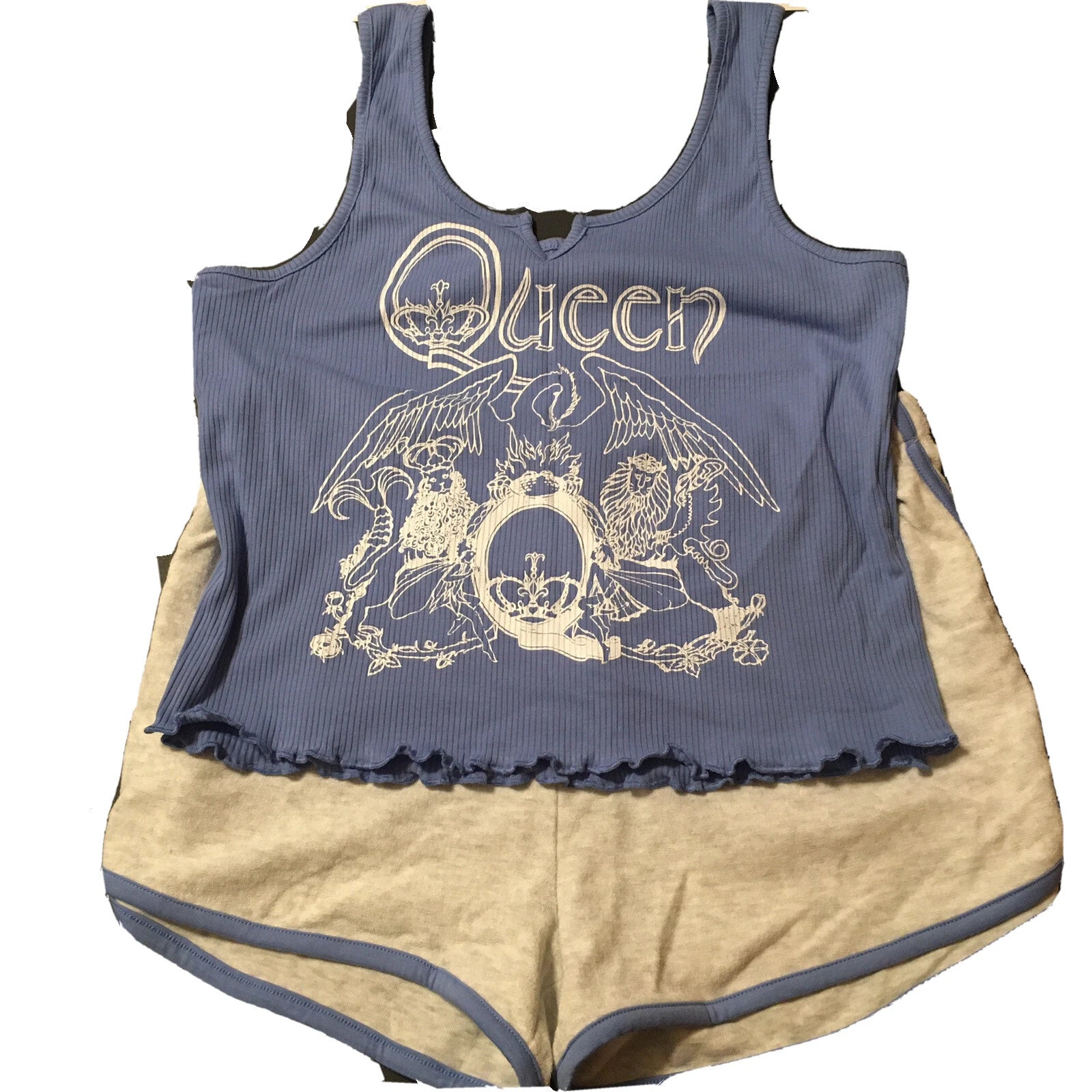 Queen Women’s Ribbed Tank Top And Shorts 2 Piece Pajama Set