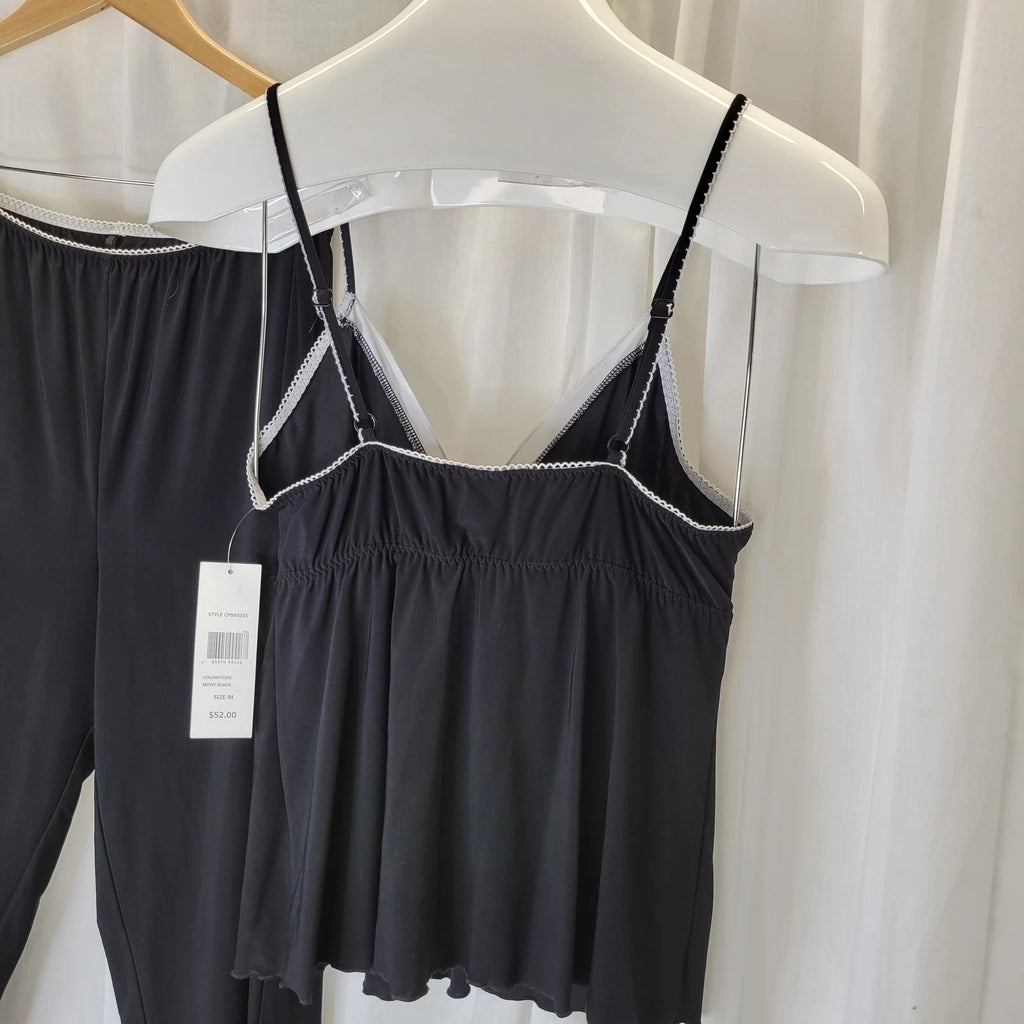 Chanteuse Black and White Pajama Top and Pants, M, NWT