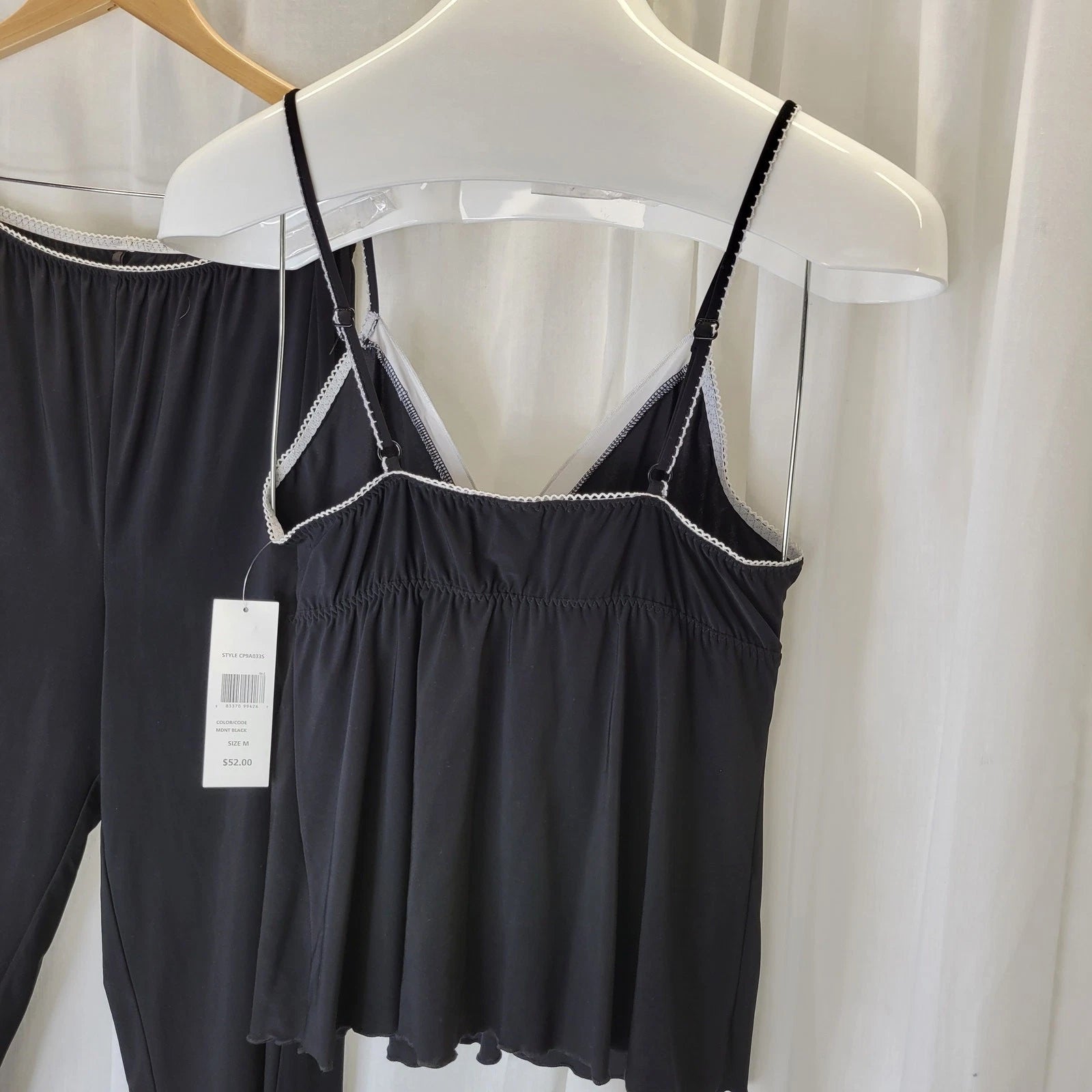 Chanteuse Black and White Pajama Top and Pants, M, NWT