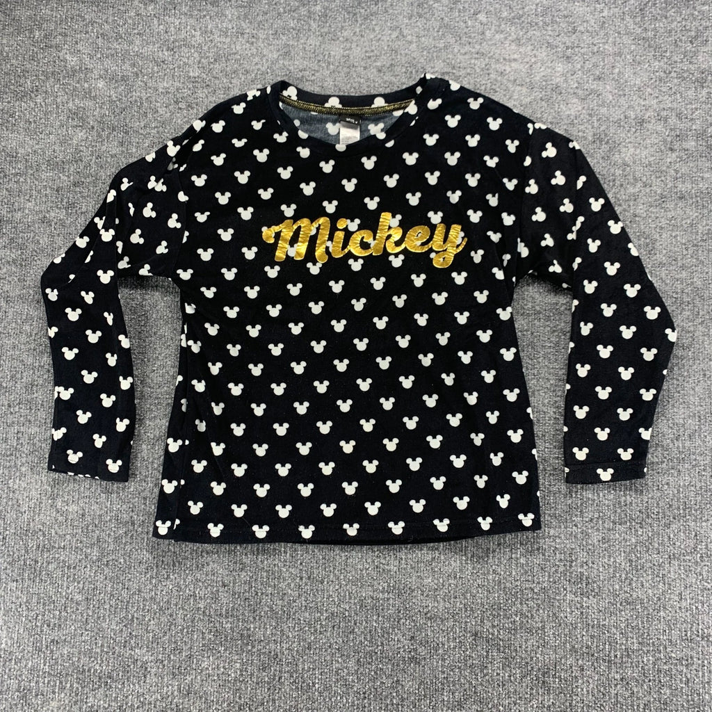 Disney Mickey Mouse Sleepwear Womens XS Black Stretch Pajama Top Pants Set
