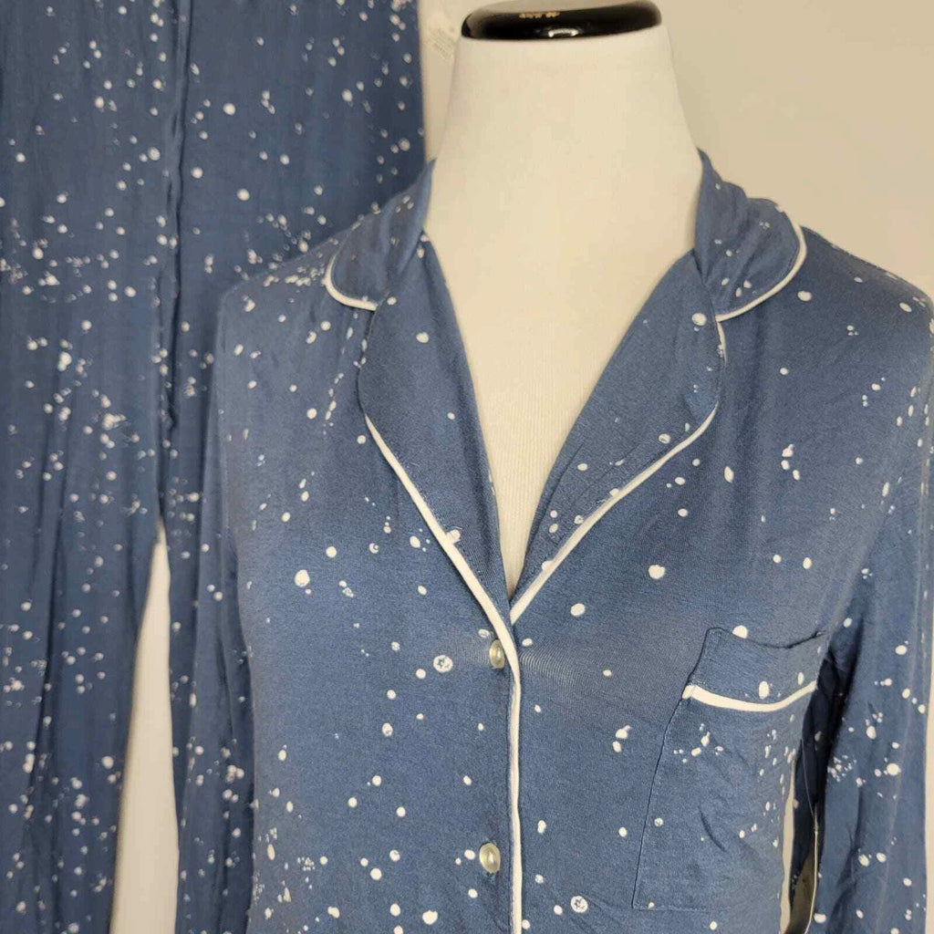 Jenni Notch-Collar Pajama Set Splatter Moonlight Blue NWT Size XS