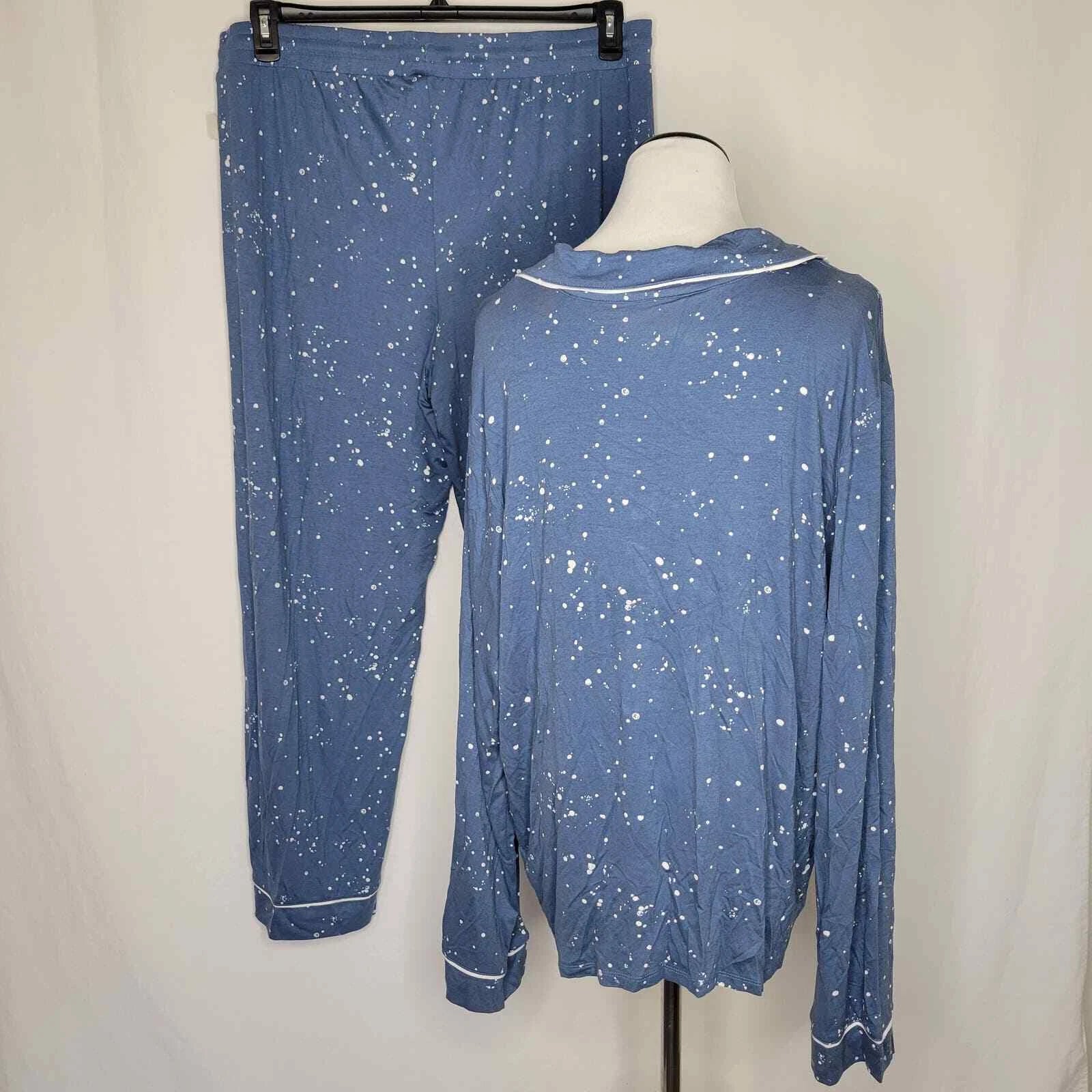Jenni Notch-Collar Pajama Set Splatter Moonlight Blue NWT Size XXL
