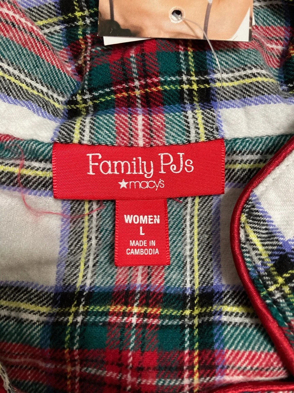Family Pj Set 2 Piece Top & Pants Plaid Multicolor L