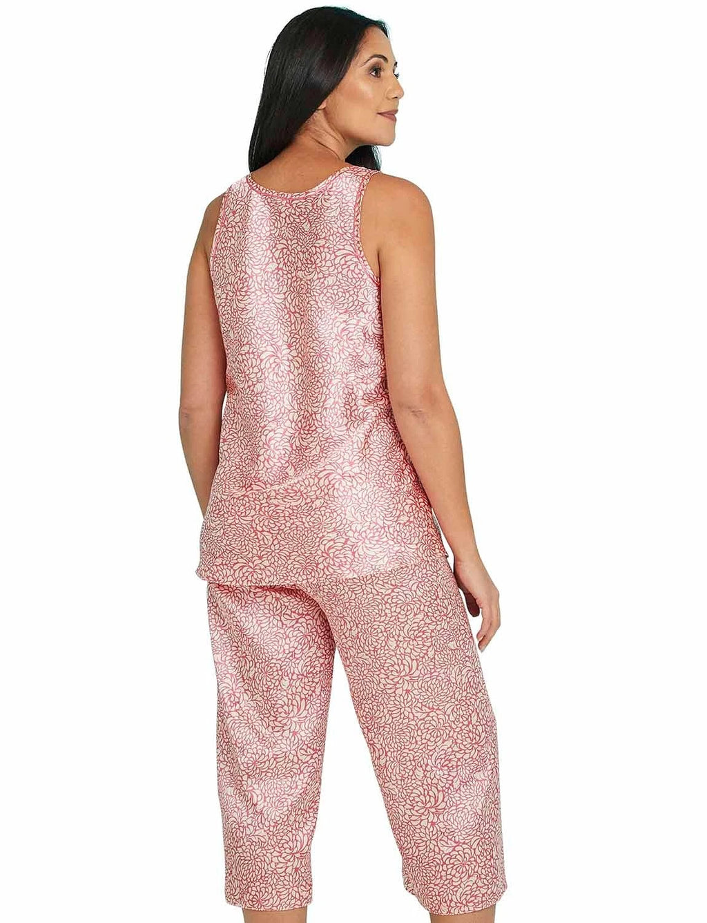Crop Satin Print Pyjama, Pink, 22/24