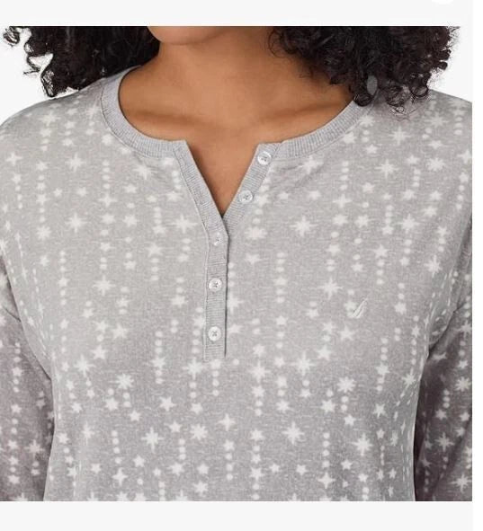 Nautica Women's 2 Piece Fleece Pajama Sleepwear Set, grey, XS (1019)