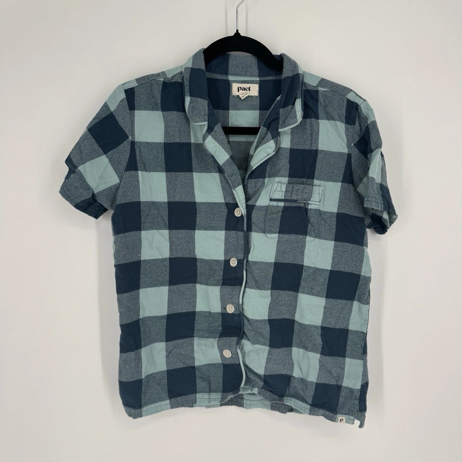 Pact pajama set xs green check plaid organic cotton cabin cozy outdoor gorpcore