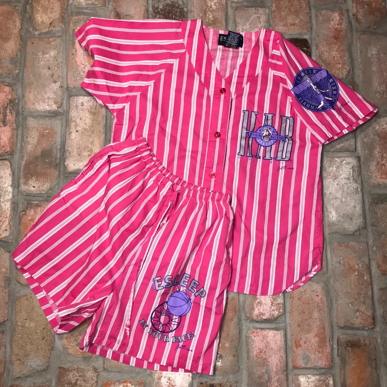 ESLEEP basketball pajama short set. Tagged small.