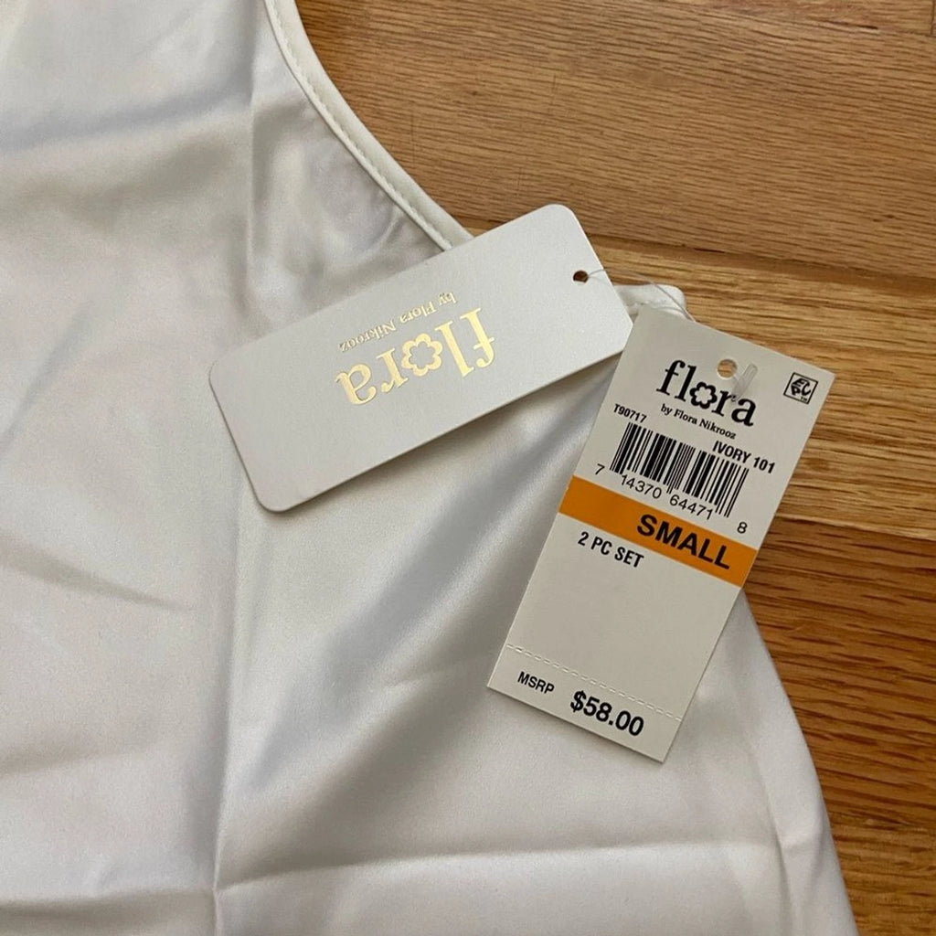 NWT Flora Nikrooz Claudine Matte Shirt Set with Lace