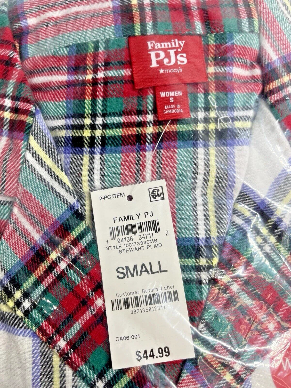 Macy's Family Pajamas Set Women's Cotton Plaid Pajamas Set Stewart Plaid Small