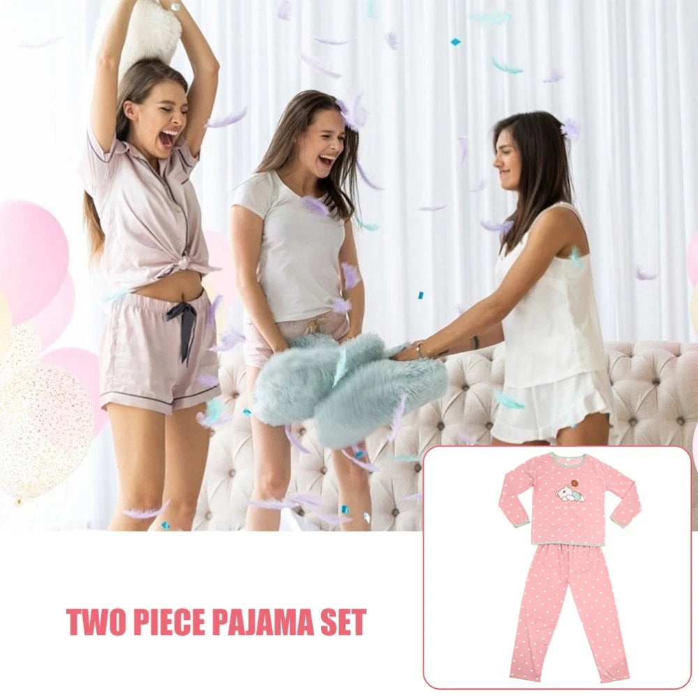 Set of 2 Girl Child Household Sleepwear Suit Autumn Pajamas for Women