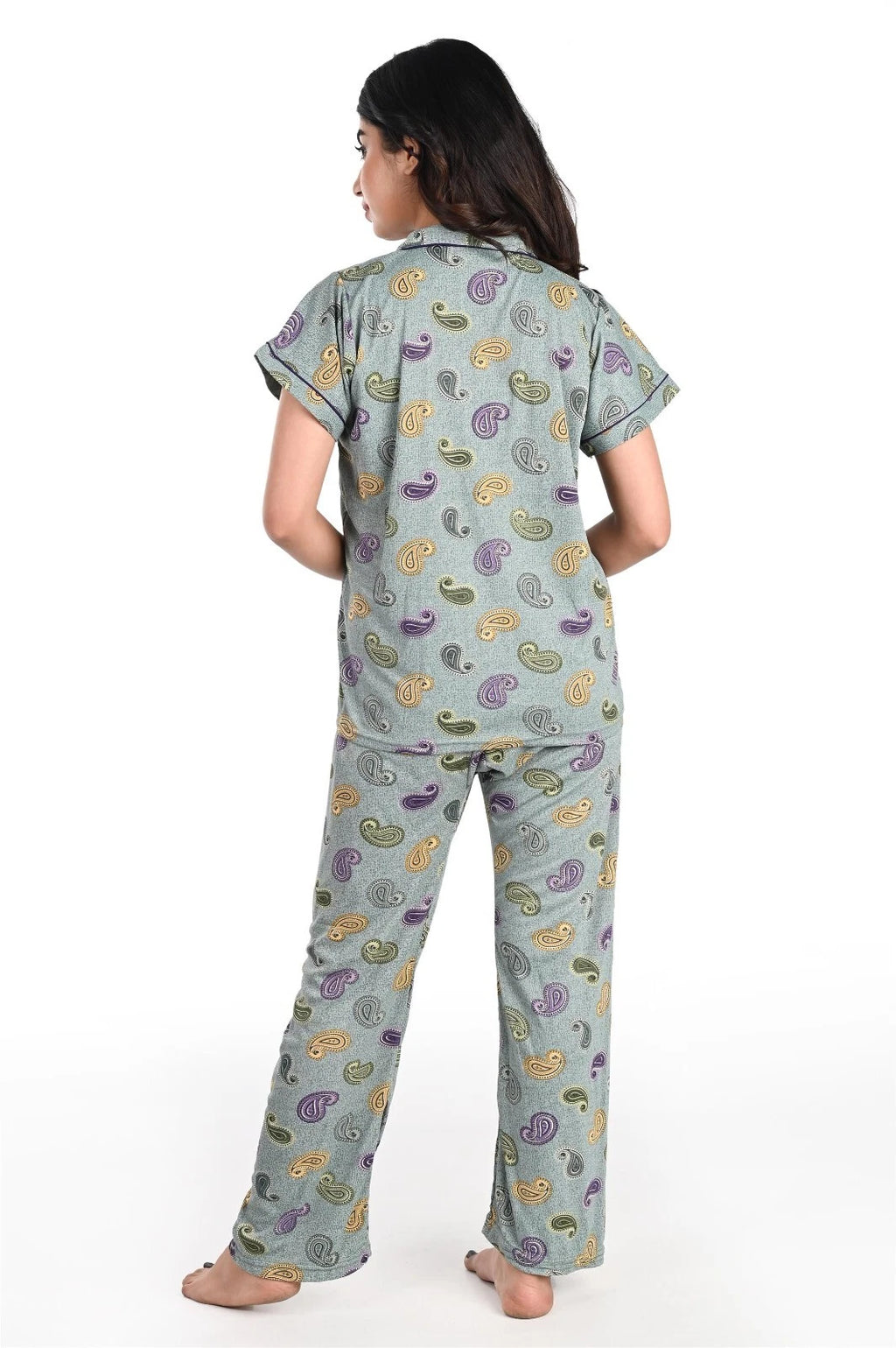 Women's Hosiery Full Length Pajama Set Indian Hand Printed Night Suit Sleepwear