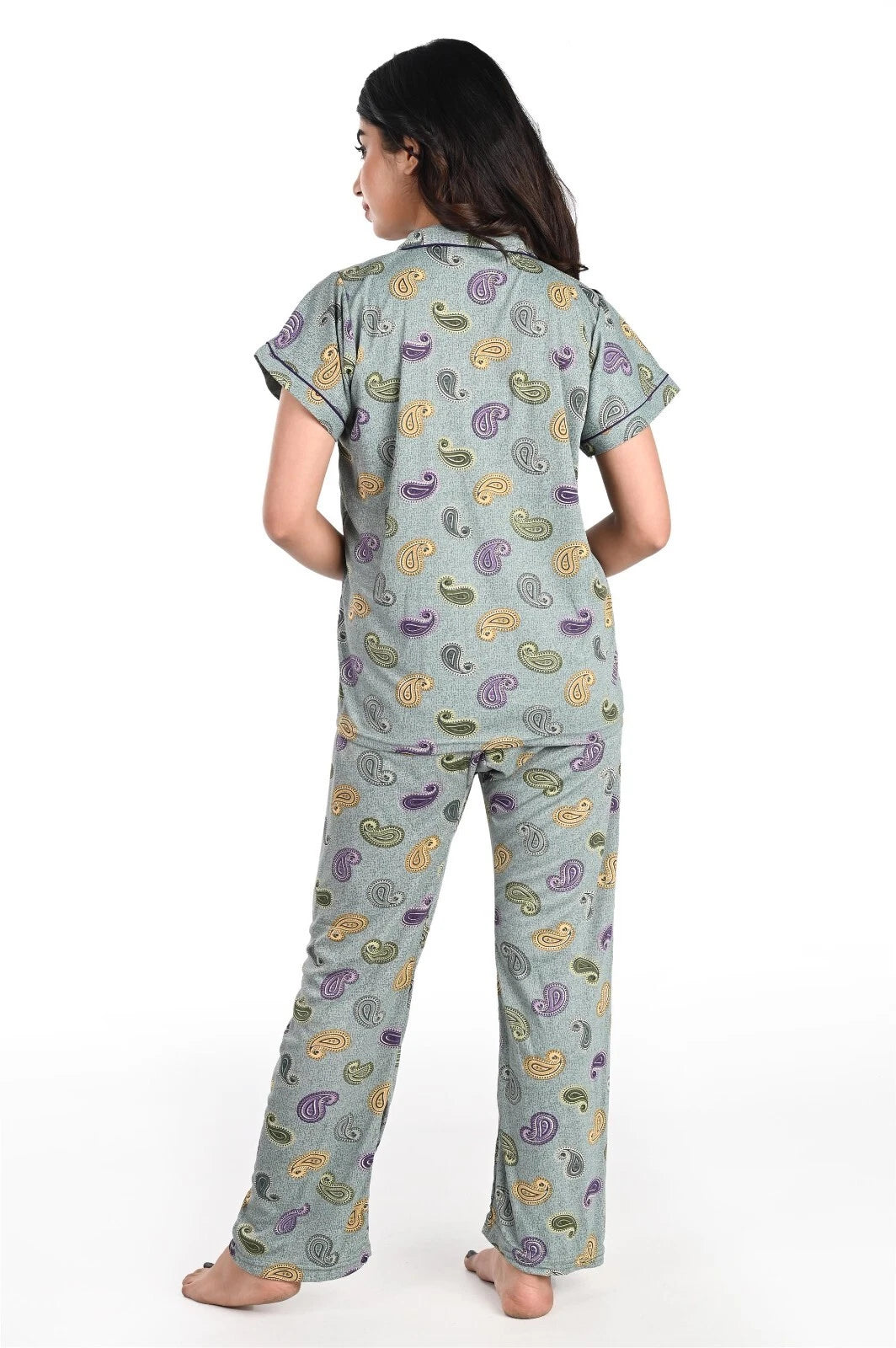 Women's Hosiery Full Length Pajama Set Indian Hand Printed Night Suit Sleepwear