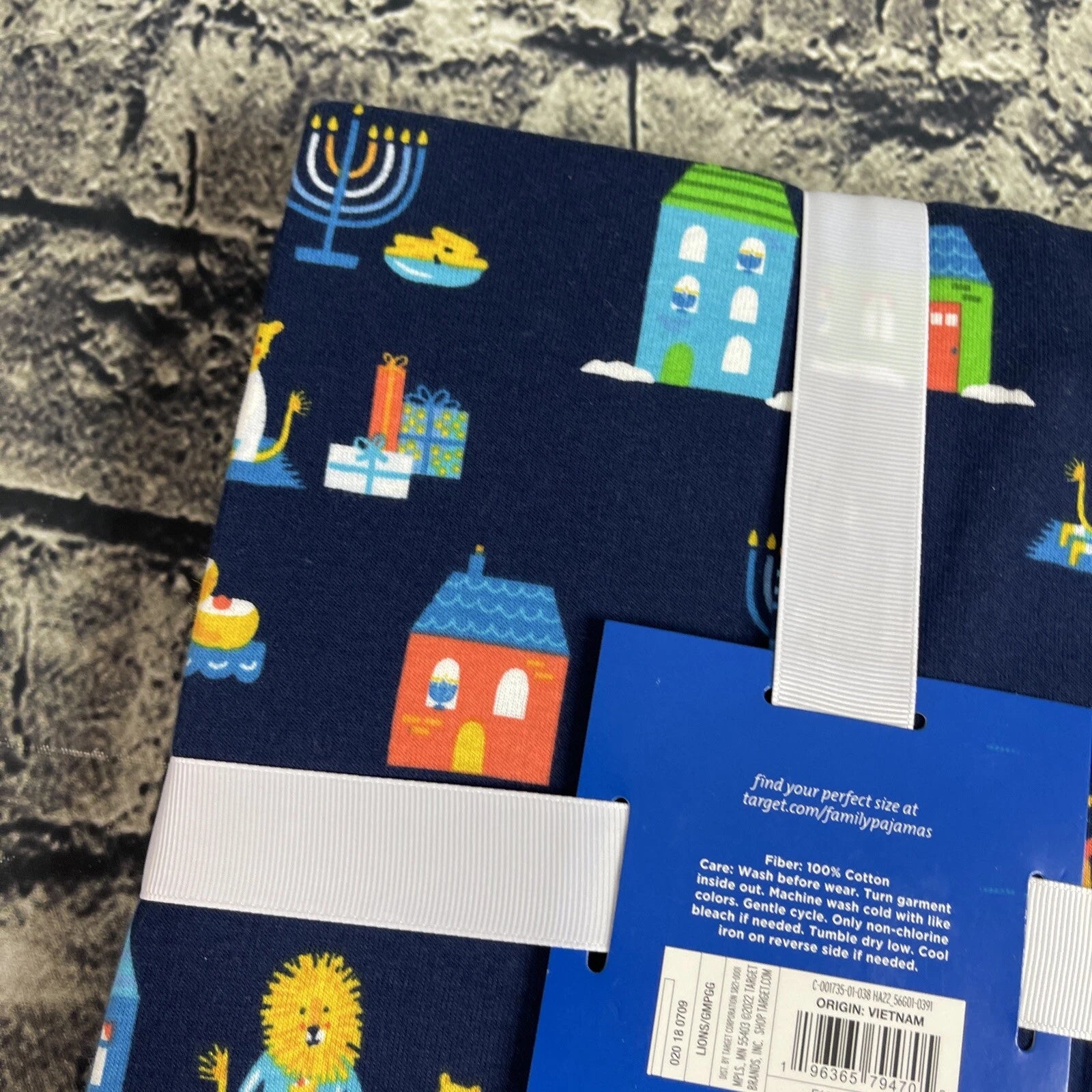 Family Sleep Women's XS Blue Pajama Set Hanukkah Menorah Dreidel Lion