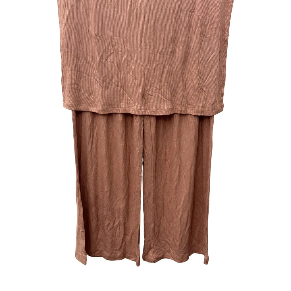 Nordstrom Pajama Set Ribbed Short Sleeves Drawstring Mauve Pink Women's XS NWOT