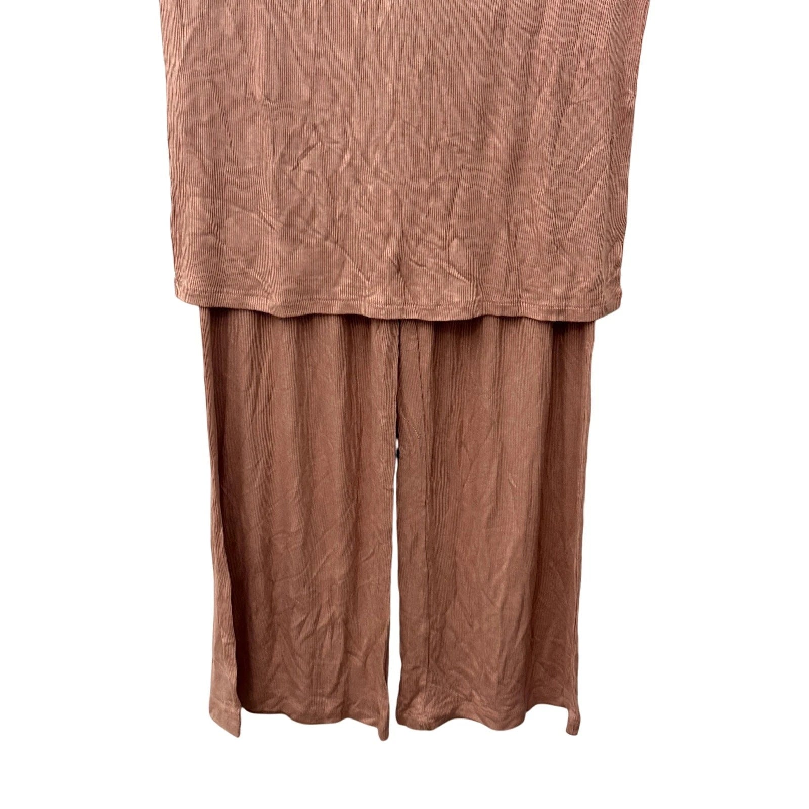 Nordstrom Pajama Set Ribbed Short Sleeves Drawstring Mauve Pink Women's XS NWOT