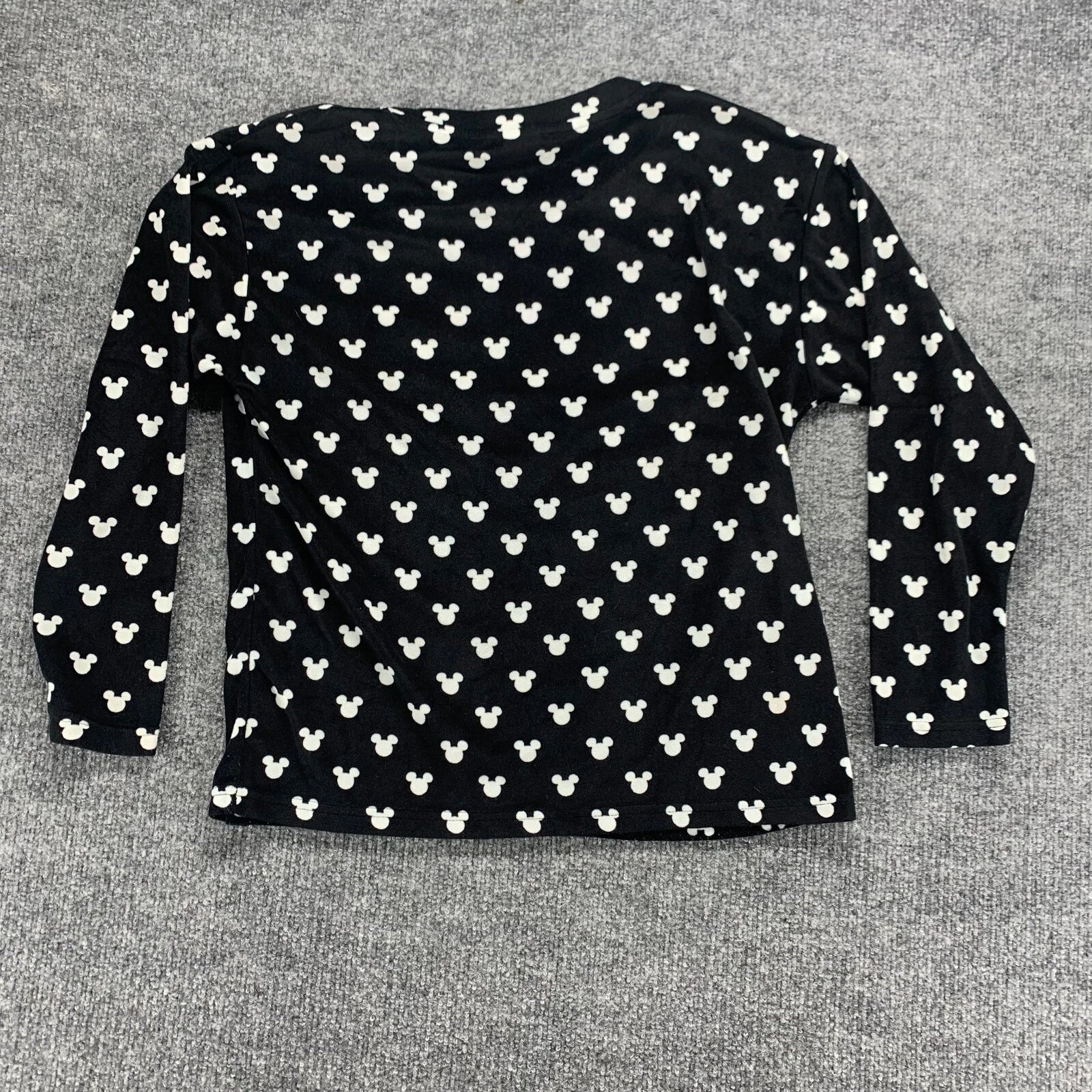 Disney Mickey Mouse Sleepwear Womens XS Black Stretch Pajama Top Pants Set