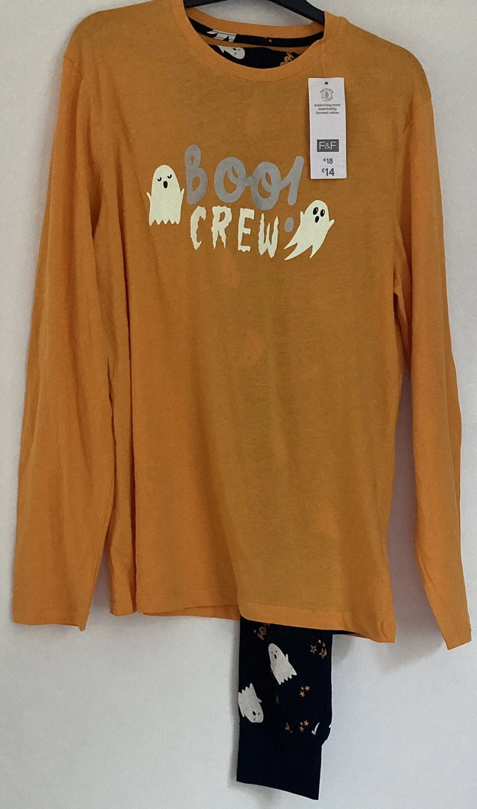 LADIES F&F ' BOO CREW ' HALLOWEEN GHOST LONG SLEEVE LONG LEG PYJAMAS BNWT XL