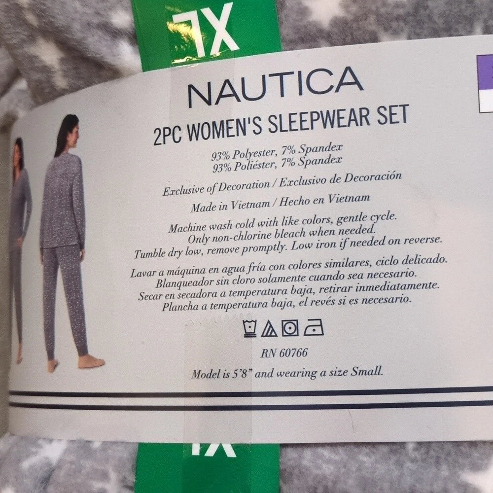 Nautica Women's Gray Stars Cozy Soft Sleepwear Pajama Set Size XL