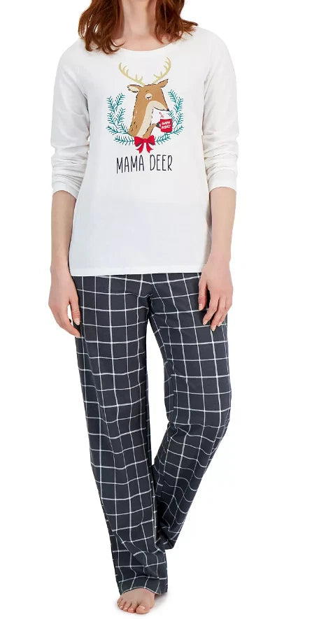 Family Pajamas Women's Mama Deer Mix It Pajama Set Multi-color Size L 3290