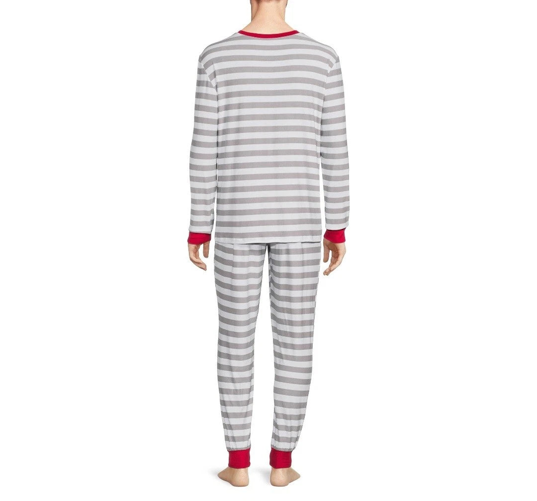 Jolly Jammies Men's Stripe Dear Matching Family Christmas Pajamas Set Size XL
