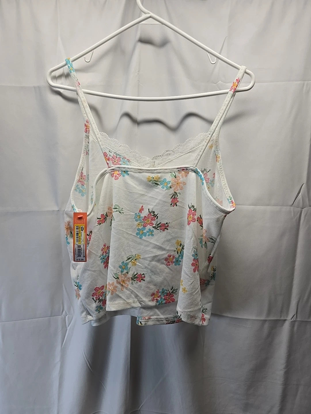 Colsie Women's Lace Trim Sleeveless Pajama Tank Top Size XL  White Floral