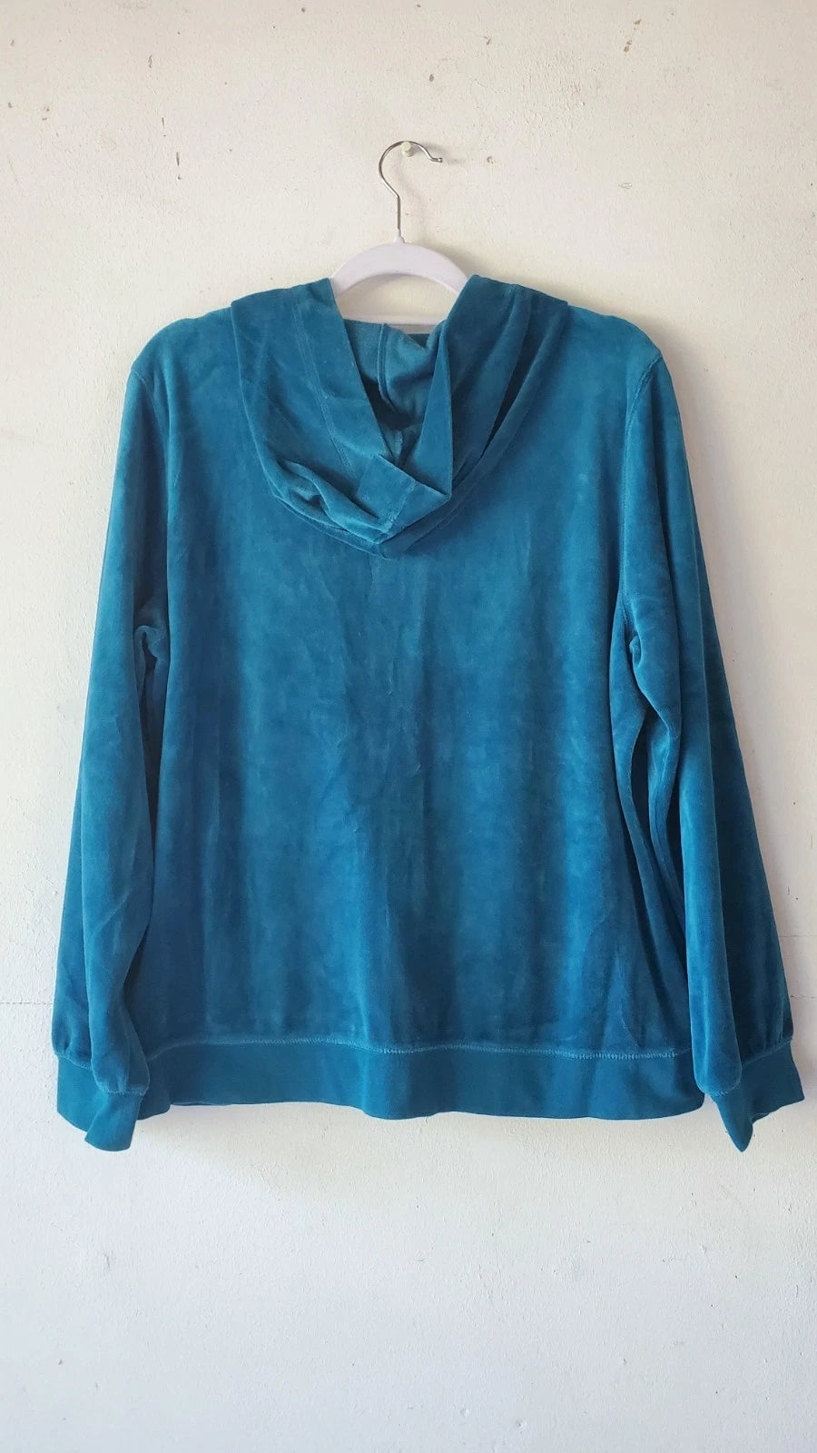 St Johns Bay Women's Blue Velour Lounge Set | Pants and Zip Up Top Size XL