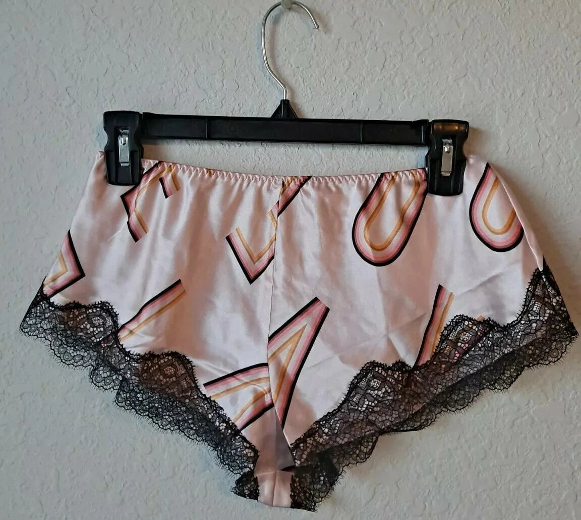 VICTORIA SECRET SATIN/ LACE PAJAMA SLEEP LOUNGE SHORT Color Rose/Pink XS NWT