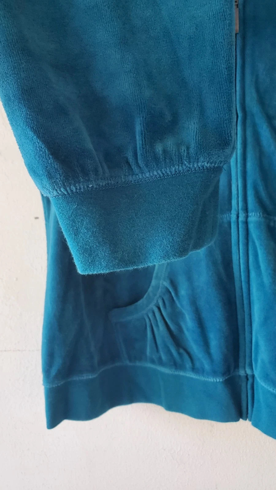 St Johns Bay Women's Blue Velour Lounge Set | Pants and Zip Up Top Size XL