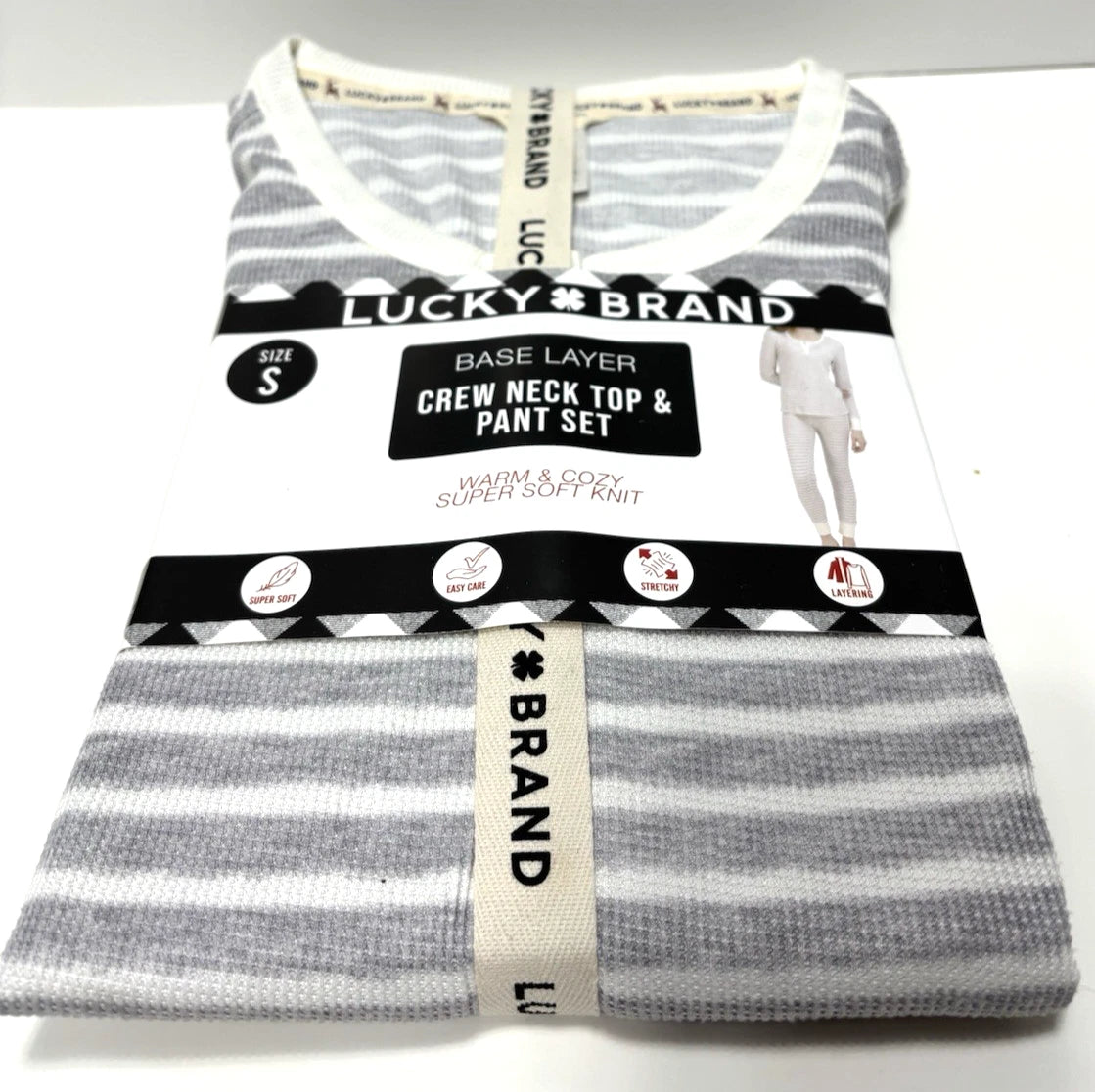 Lucky Brand PJ Set Small Crew Neck Top Pants Cozy Warm Thermal Base Layer Lounge