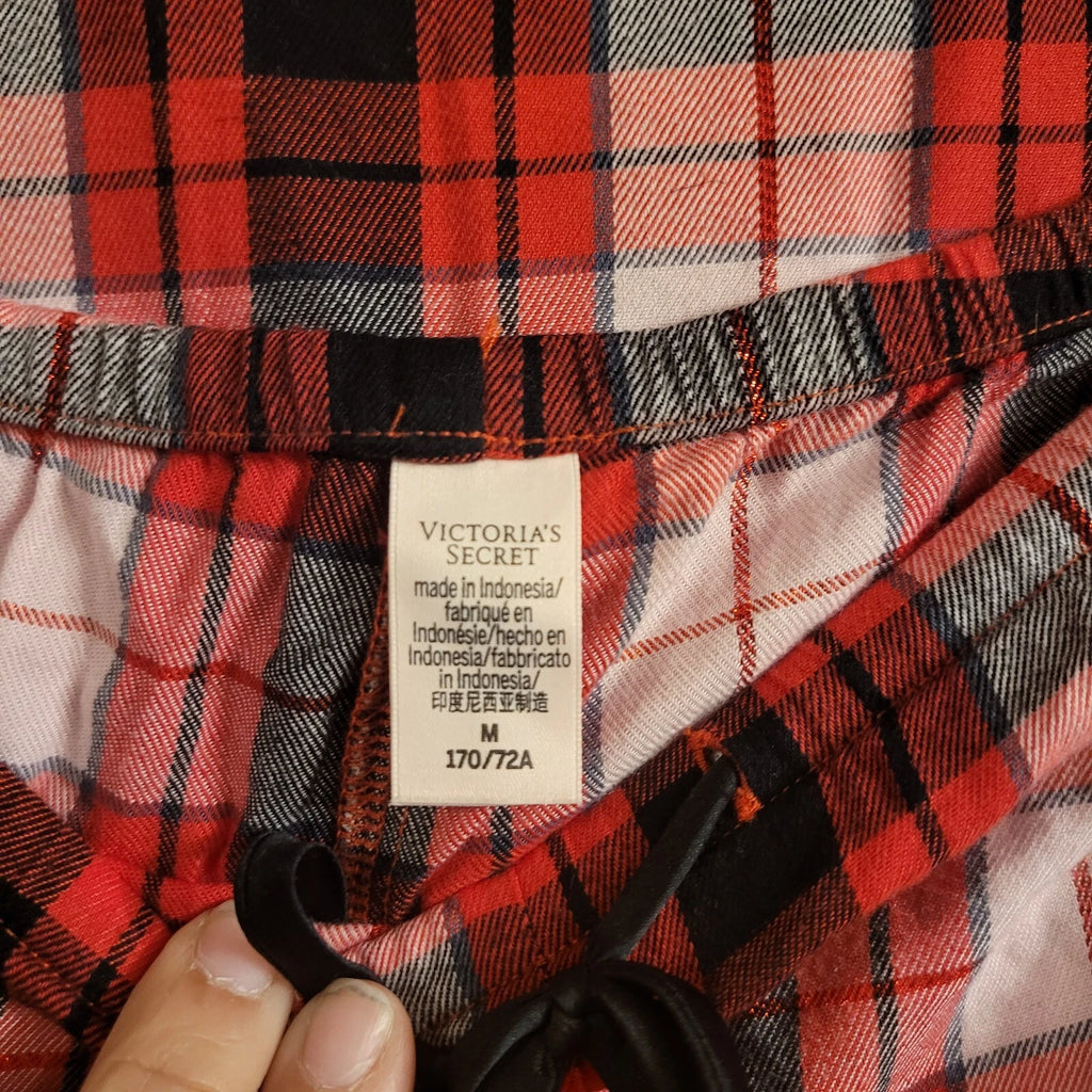 Victoria's Secret Dream Tartan Plaid Pajama Set Red Medium 2pc Pant Set Holiday
