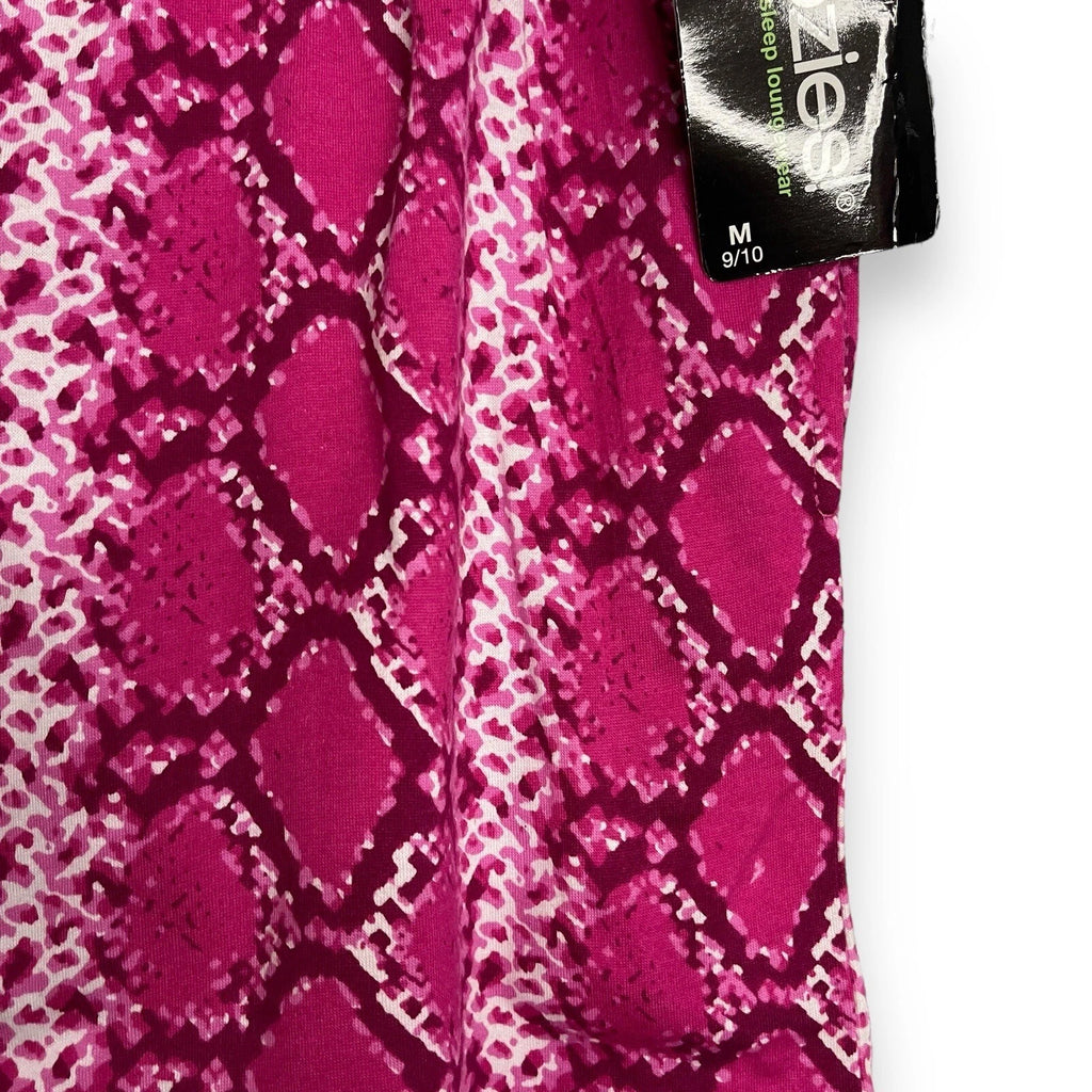 Snoozies Drawstring Pajama Shorts Women's M Pink Snake Skin Reptile Print NEW