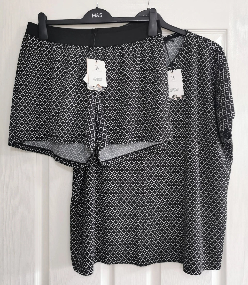 BNWT Mams & Papas Summer Pyjama Top and Under The Bump Shorts UK 14 / EUR 42