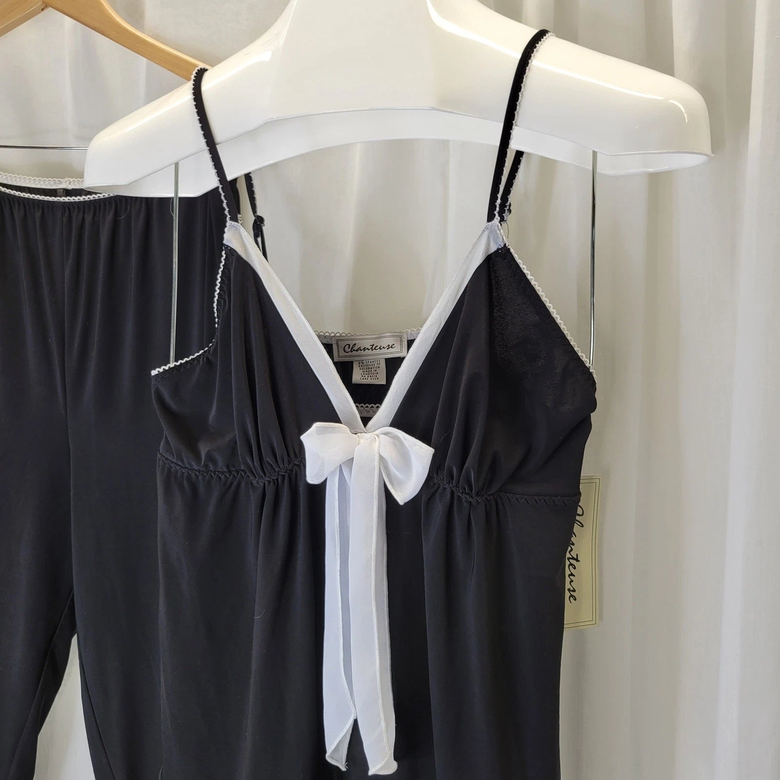 Chanteuse Black and White Pajama Top and Pants, M, NWT