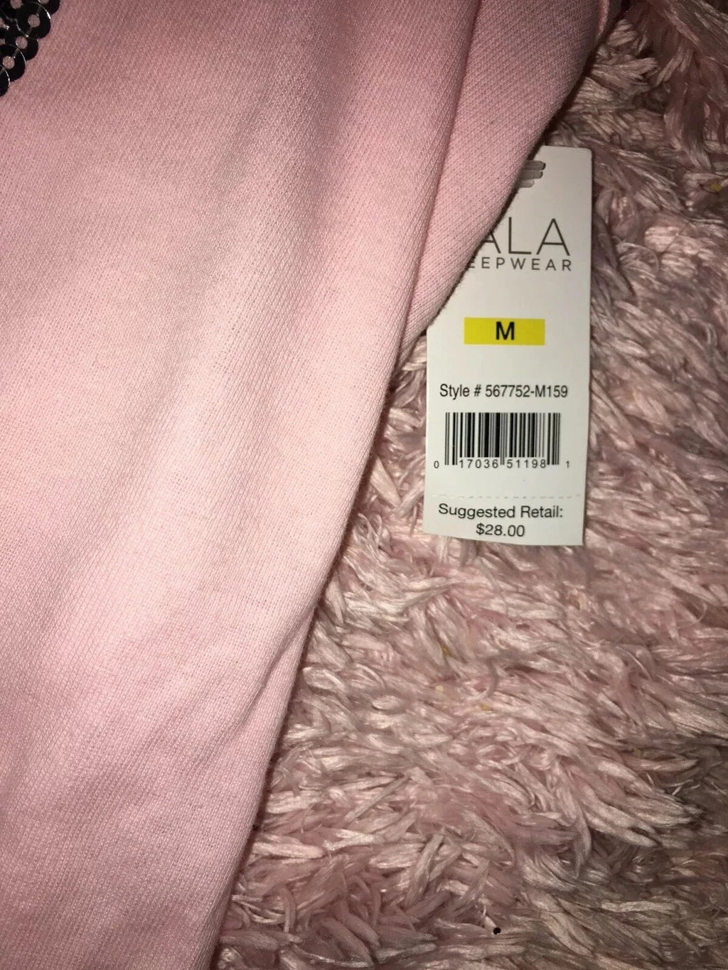 Lala Sleepwear Sequin Panda Pjs Tank Top & Shorts Pink Size:M NEW