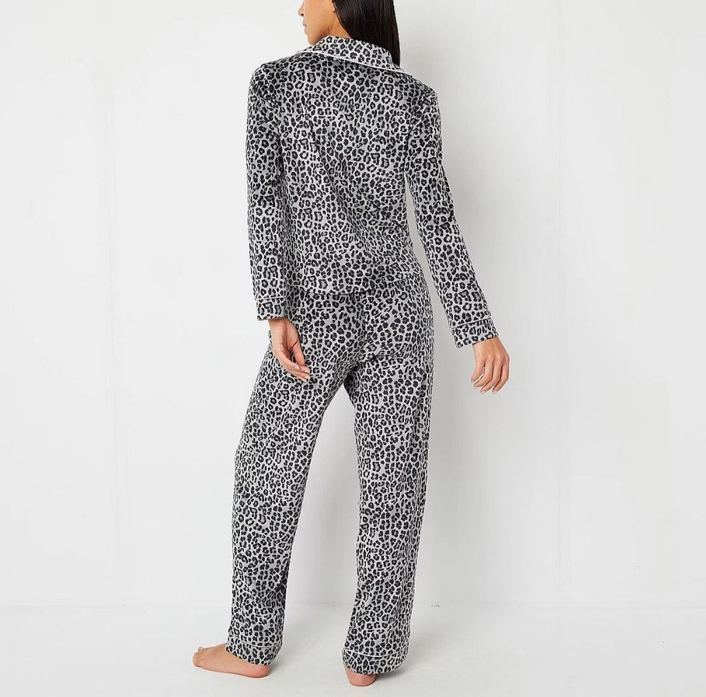 Juicy Couture 4 PC Grey Leopard Cheetah Soft Pajamas Sleepwear Set L