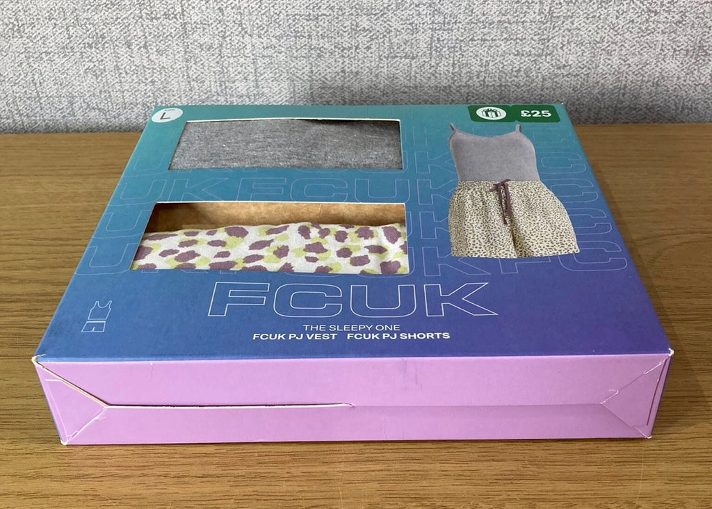 FCUK French Connection Pyjamas Size Large 14 16 PJ Vest & Shorts Sleepy Gift Set