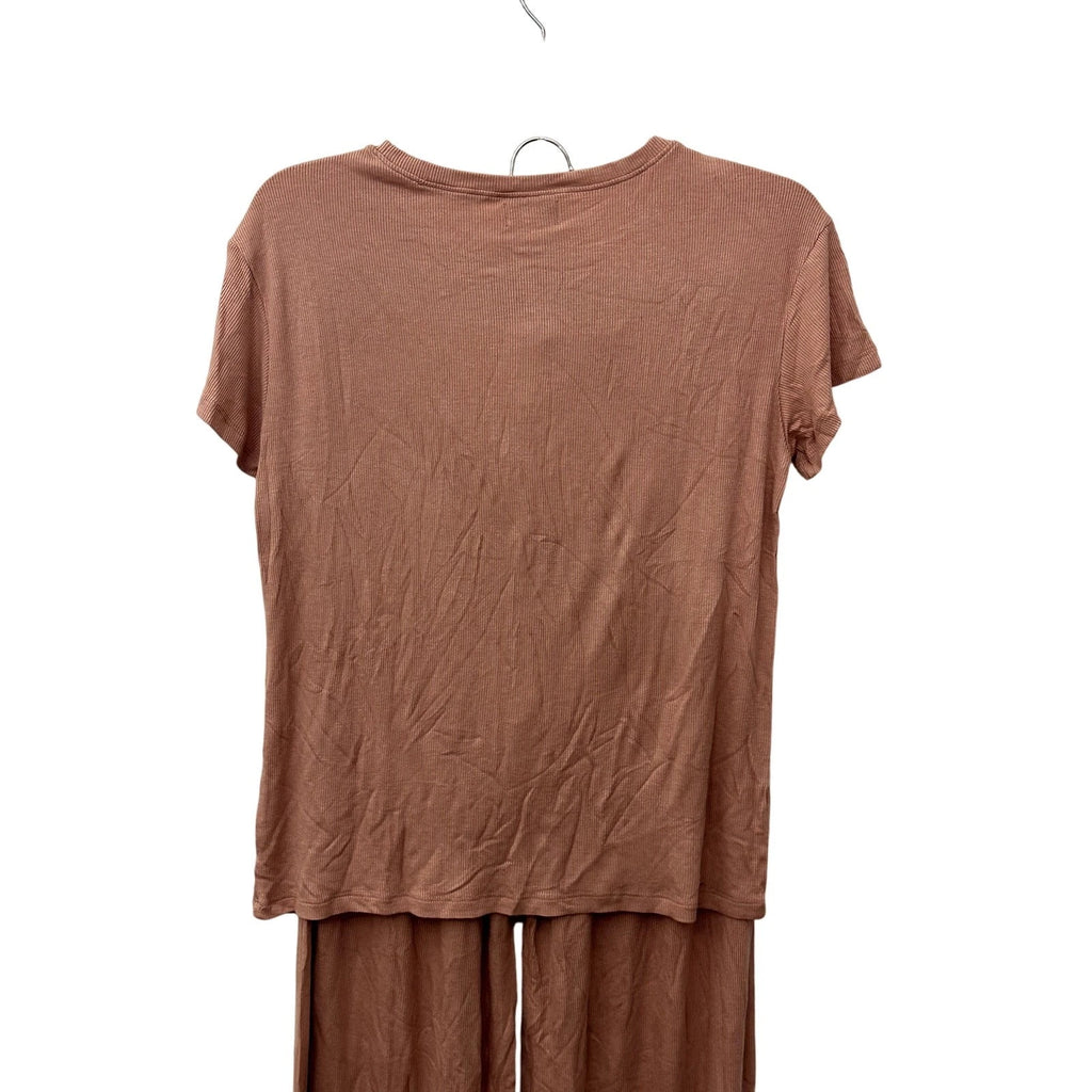 Nordstrom Pajama Set Ribbed Short Sleeves Drawstring Mauve Pink Women's XS NWOT
