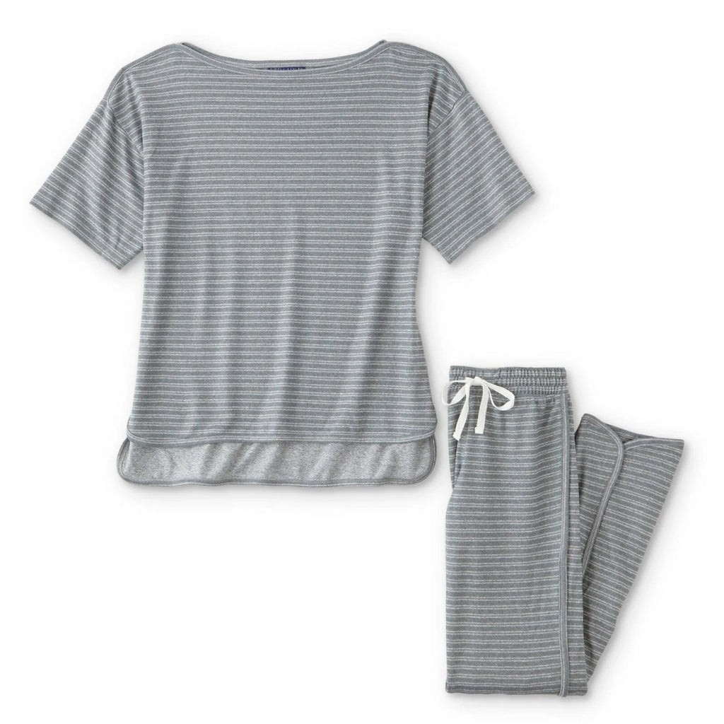 Ladies Gray Striped Pajamas Size XL Simply Styled