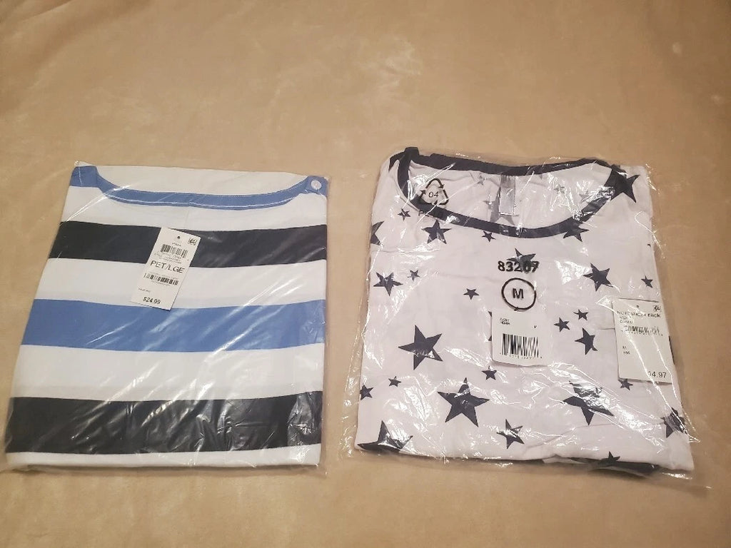 PJ COUTURE Capri PJs Womens M Ret $14 & PIMA Stripe top Womens PL Ret $24**NEW**