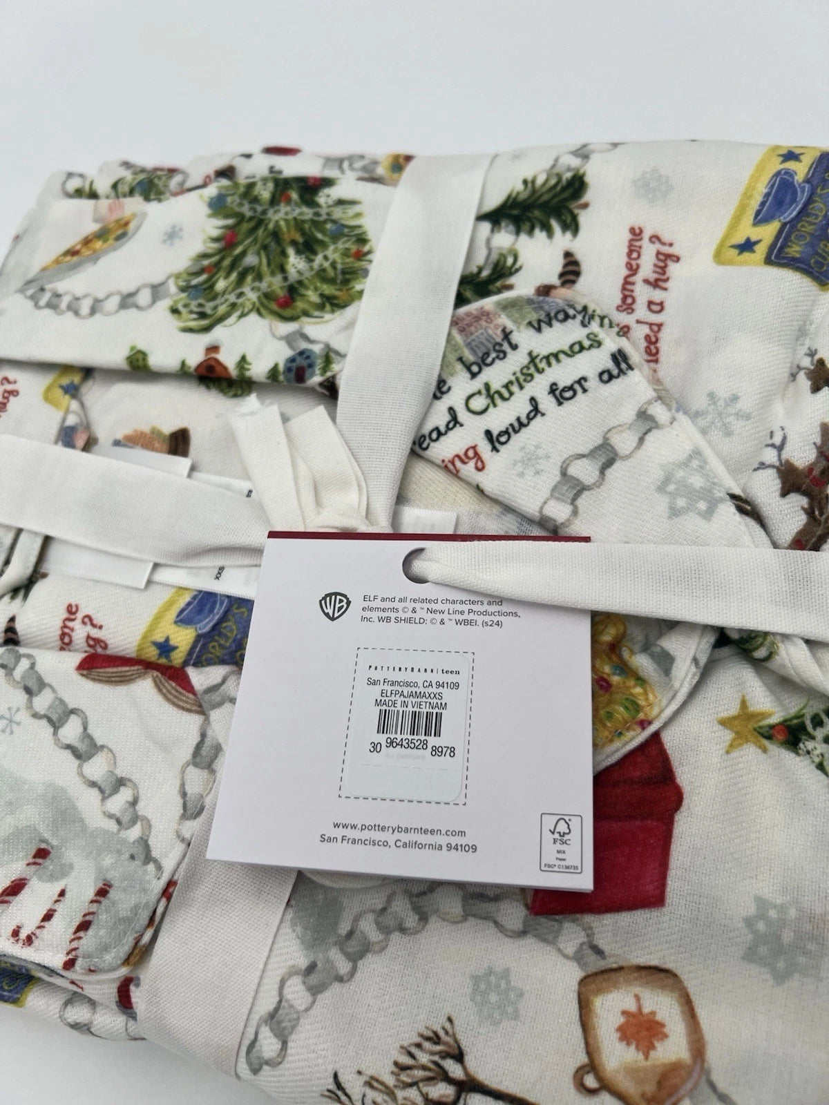 Pottery Barn Teen Buddy The Elf Flannel Pajama Set - XXS - New With Tags