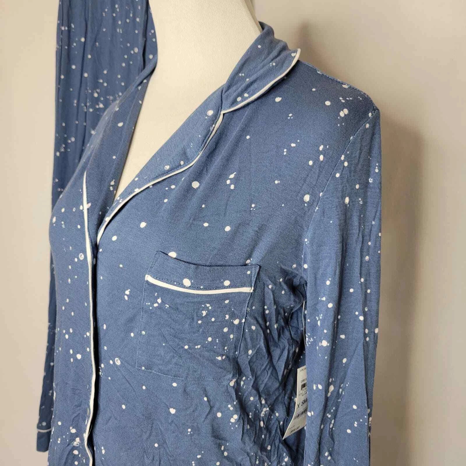 Jenni Notch-Collar Pajama Set Splatter Moonlight Blue NWT Size XS